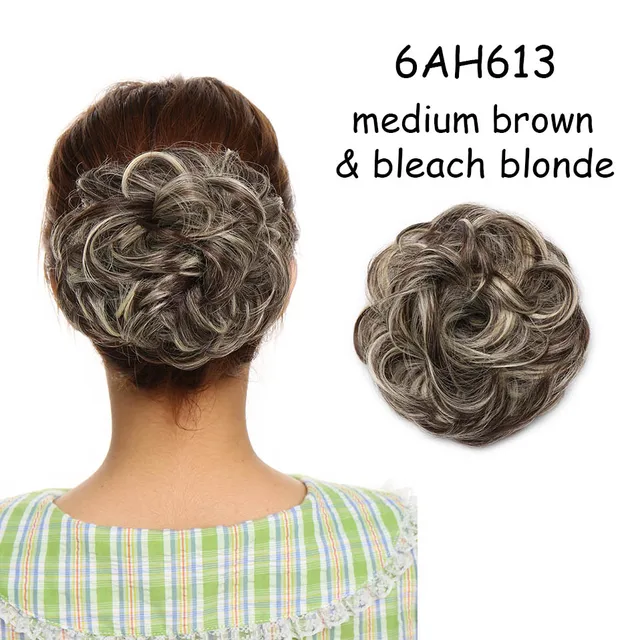 BENEHAIR Messy Hair Bun Scrunchy Curly Hair Chignon Women Chignon Synthetic Hair Extensions Updo Donut Hairpieces Fake Hair 6AH613