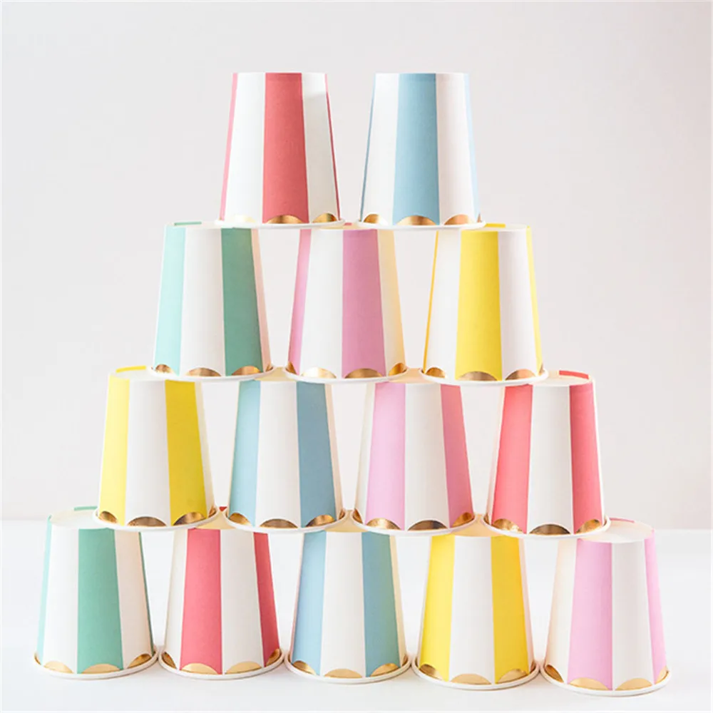Windmill paper cup gold foil paper cup striped cup wedding party theme event party tableware party supplies