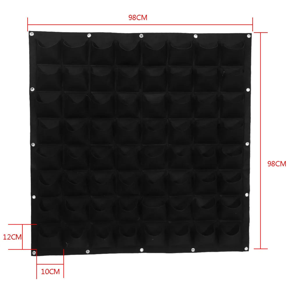 64 кармана кармашки для выращивания растений Открытый Вертикальный Сад Стены подвесной Горшок Кашпо ткань горшки овощи семена клубники фрукты оформление сажальщика