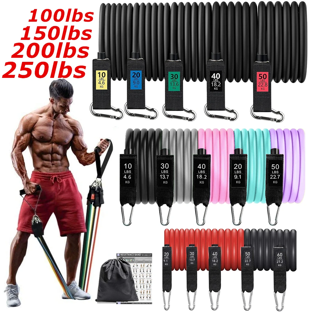 11 Resistance Bands Set Exercise Bands Pull Rope Home Gym Equipment Yoga Fitness 