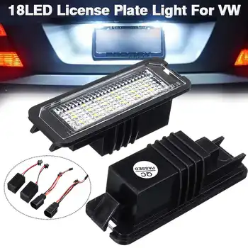 

2Pcs 12V 18 LED Car Number License Plate Light Lamp For VW Golf 4 5 6 7 6R Passat B6 Car License Plate Lights Exterior Access