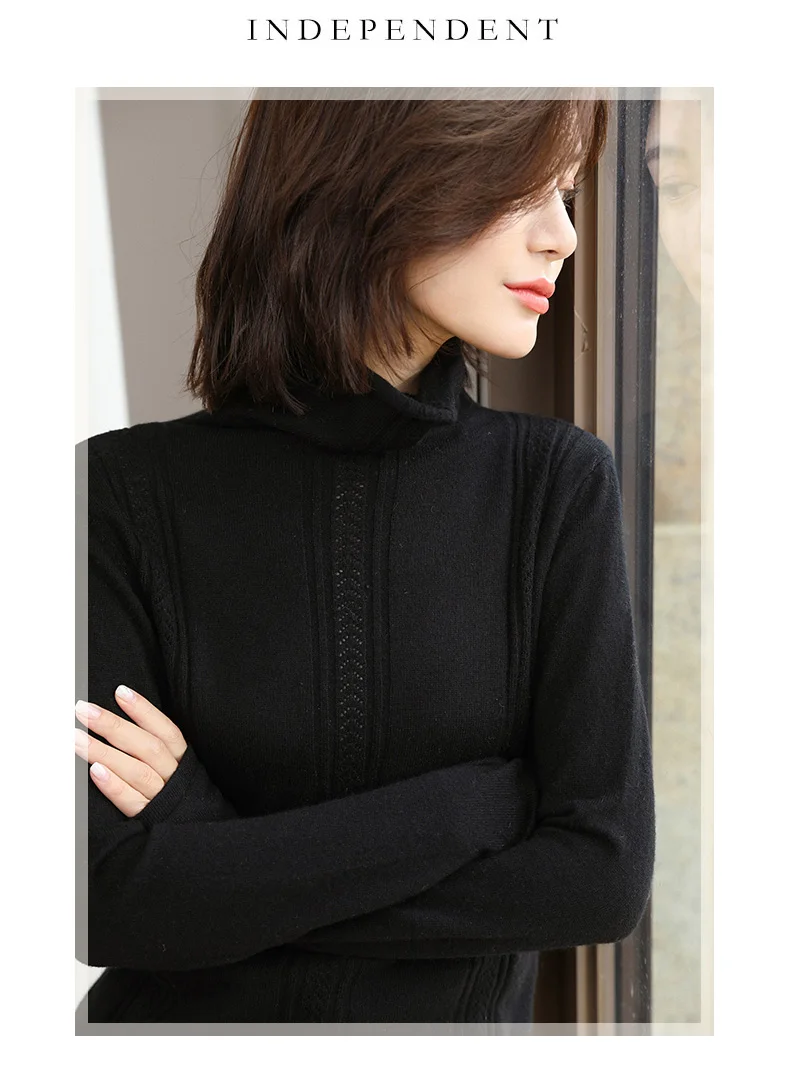 BELIARST Autumn and Winter New Pile of Cashmere Sweater Women's Pullover Sweater Was Thin Hollow Knit Bottoming Sweater