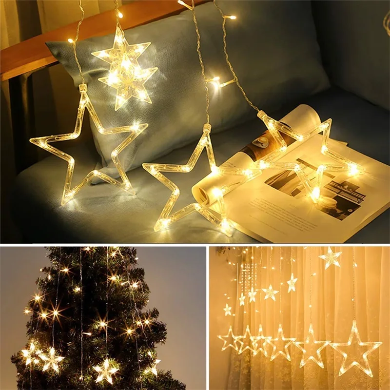 Holiday 168 Leds String Lights Fairy Star Curtain String 100-240V Garland Lights For Home Wedding Party Holiday Decoration