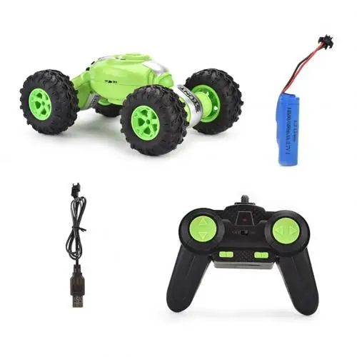 2,4G 4WD двусторонний 360 Вращающийся пульт дистанционного управления скручивающий трюк автомобиль детская игрушка - Цвет: Зеленый