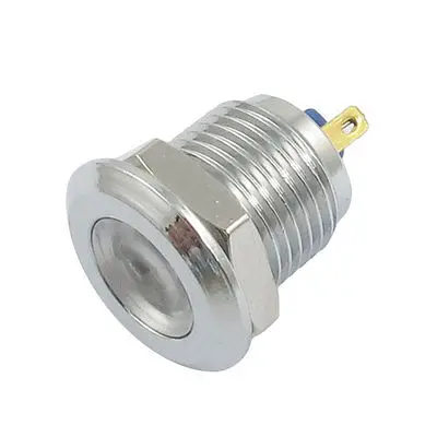 DC 12V 2 контакта хромированный металлический корпус белый Индикатор Пилот лампа