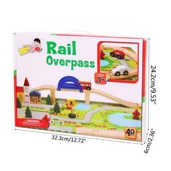

Urban Rail Overpass Traffic Scene Wooden Train Track Railway Kids Building Block 72XC