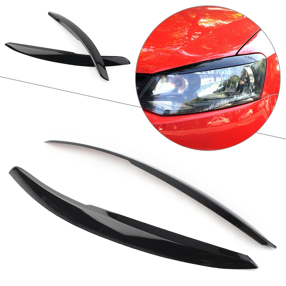 Glossy Black Car Headlight Lamp Eyebrow Eyelid Trim Cover For VW Polo Mk5 6R 6C 2010 2011 2012 2013 2014 2015 2Pcs