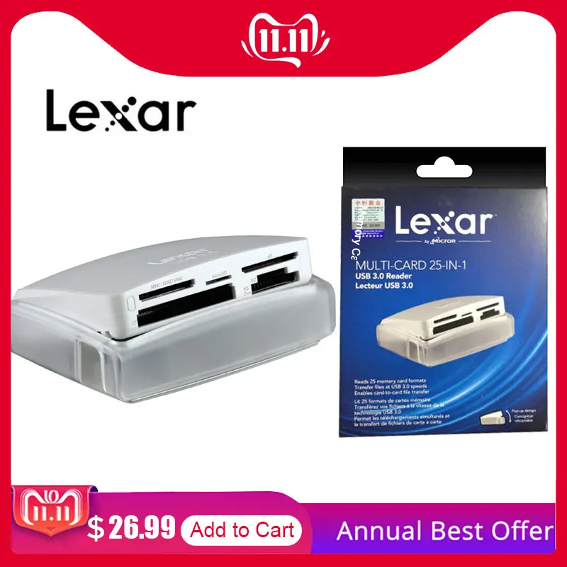 Lexar 5 in 1 Slot Reader USB 3 0 Card Header Reads CompactFlash SDHC SDXC microSD 1