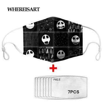 

WHEREISART The Day Before Christmas Design Maskes Uniesx Adjustable Washable Half Mouth Face Cover Face Mask With 7Pcs Filters