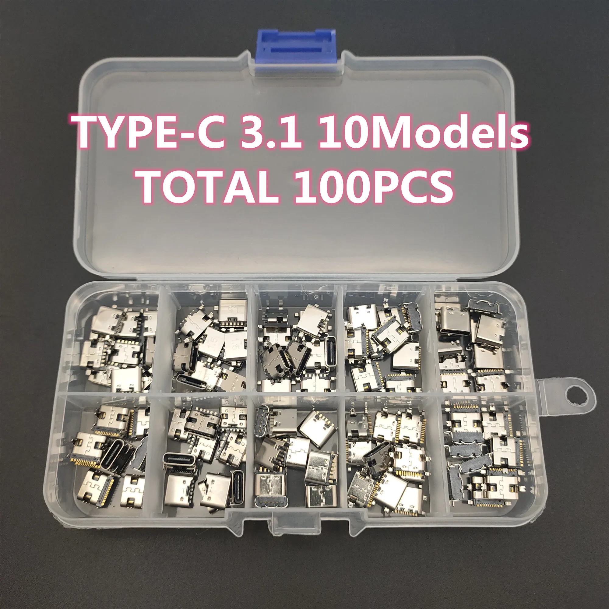 100Pcs/Lot 10Models Type-C Usb Charging Dock Connectors Mix 6Pin And 16Pin Use For Mobile Phone And Digital Product Repair Kits
