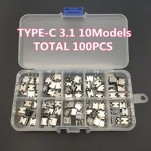 100Pcs/Lot 10Models Type-C Usb Charging Dock Connectors Mix 6Pin And 16Pin Use For Mobile Phone And Digital Product Repair Kits