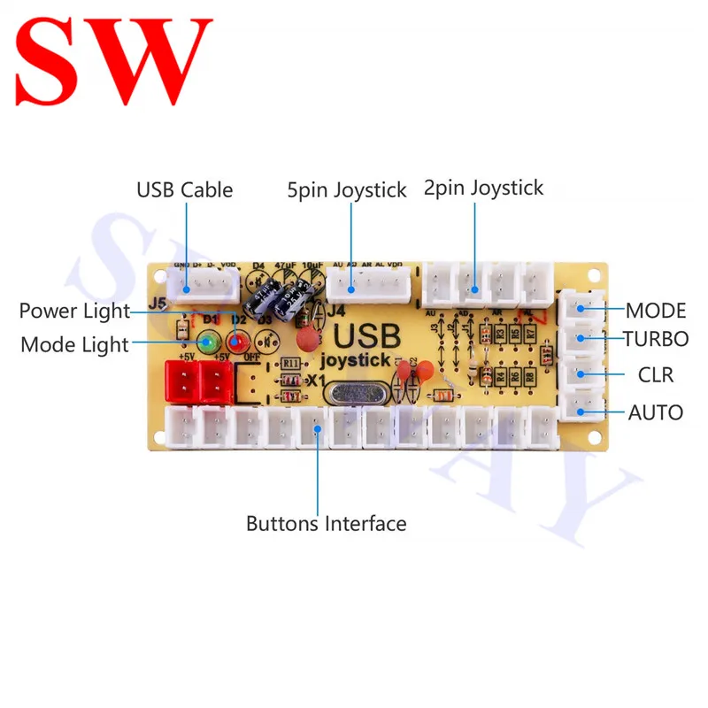 2 игрока игровой аркадный ПК Джойстик DIY Kit светодиодный USB энкодер с хромированным светодиодный светильник кнопка для Mame Jamma уличные бои