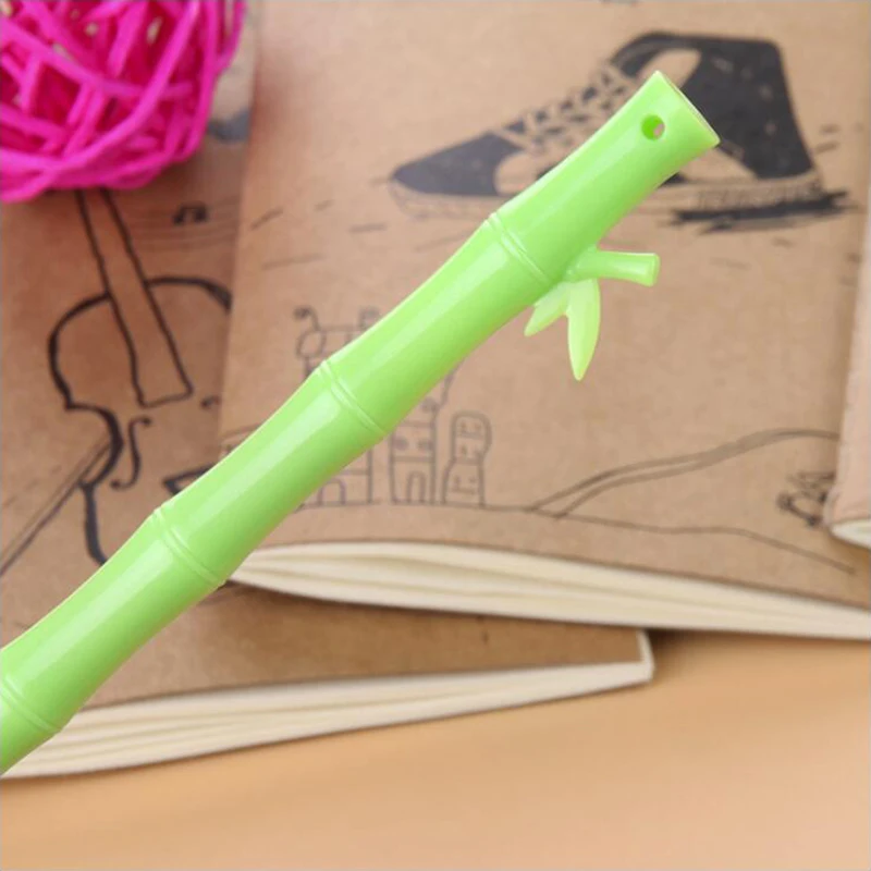 Зеленый гелевая ручка под бамбук DIY канцелярские принадлежности Школьные принадлежности гладкой записи черный и синий чернилами 0,5 мм 3 шт