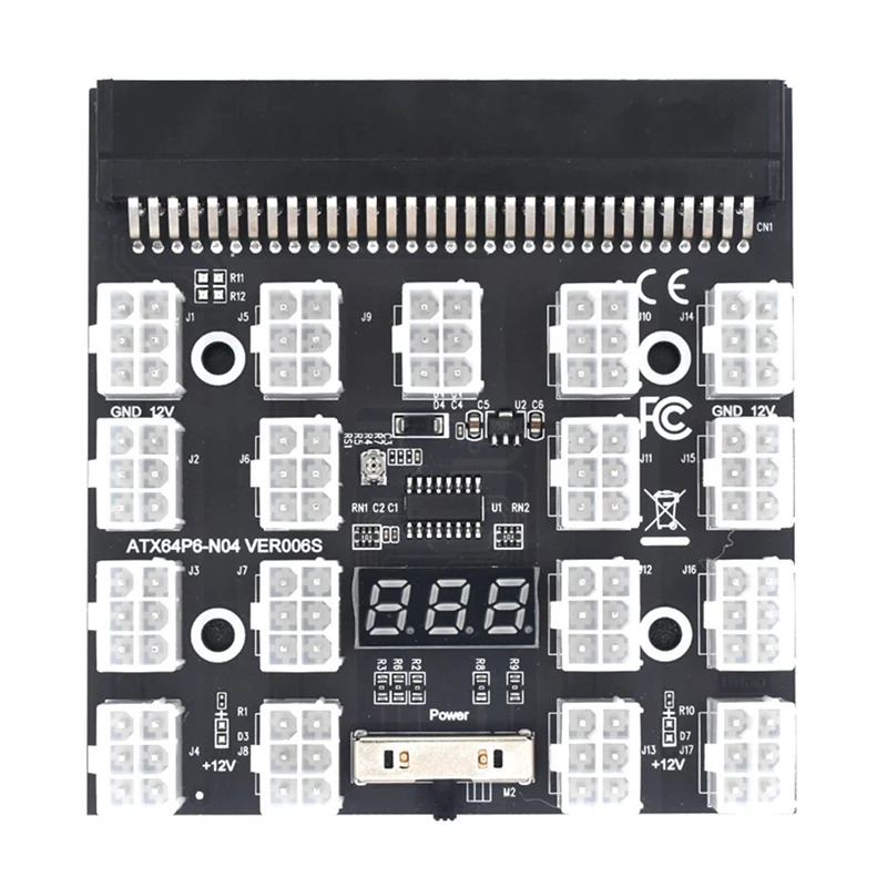 Breakout Board 17 Port 6Pin LED Display Power Module Server Card Adapter For HP 1200W 750W PSU GPU Miner Mining BTC ETH | Компьютеры и