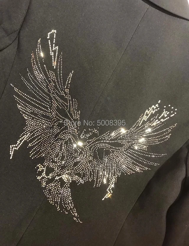 Блейзер VIVA BIS EAGLES с украшением разы орлиный мотив из фольги модный черный костюм