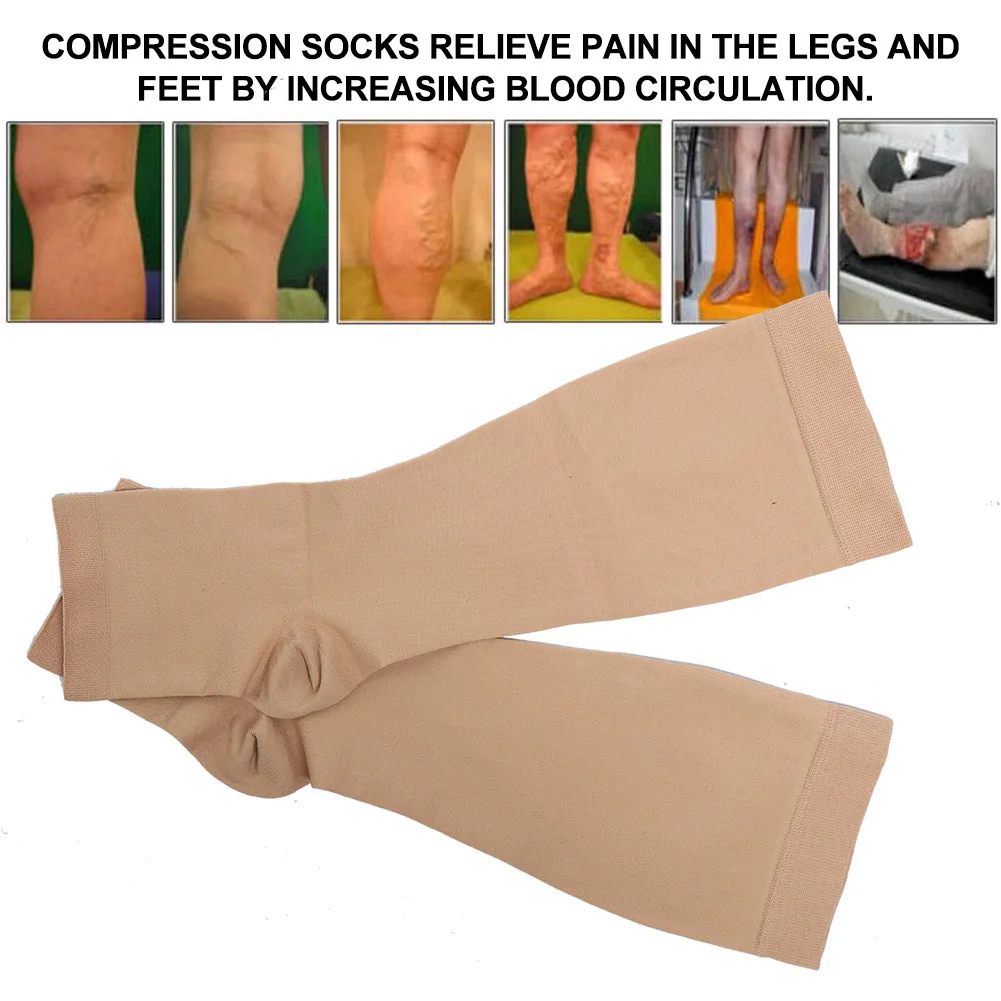 1Pair Medical Compression Socks 20-32mmHg Pressure Level 2 Medical Calf Peep-to Socks Varicose Knee-High Veins Sock Leg Slimming