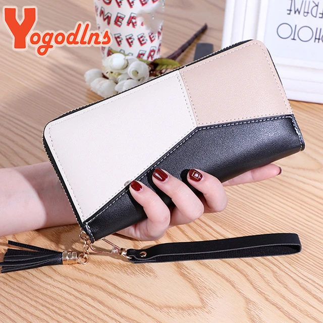 1Pc Classic Leather Wallets For Women Girls Dual Layers Long Wallet Zipper  Pocket Coin Purse Card Holder Money Clip Phone Handbag Clutch Bag | Wish