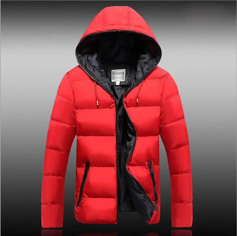 5XL Мужская Зимняя Повседневная Новая Толстая стеганая куртка с капюшоном на молнии, тонкие мужские и женские пальто, Мужская парка, теплая верхняя одежда - Цвет: Red