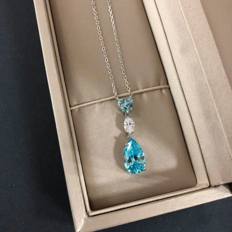 Fashion Pink Yellow AAAAA Zircon Necklaces Pendants For Women Luxury Ladies Necklace Jewelry Pendant For Girls Gift