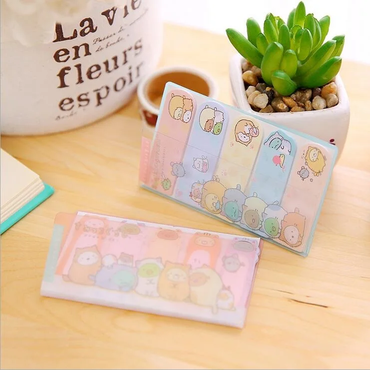 

1pack/lot Kawaii Fashion Fresh Friends finger Notepad Cat design PVC Cover Stickynote Memopad Writing Planner Stickers