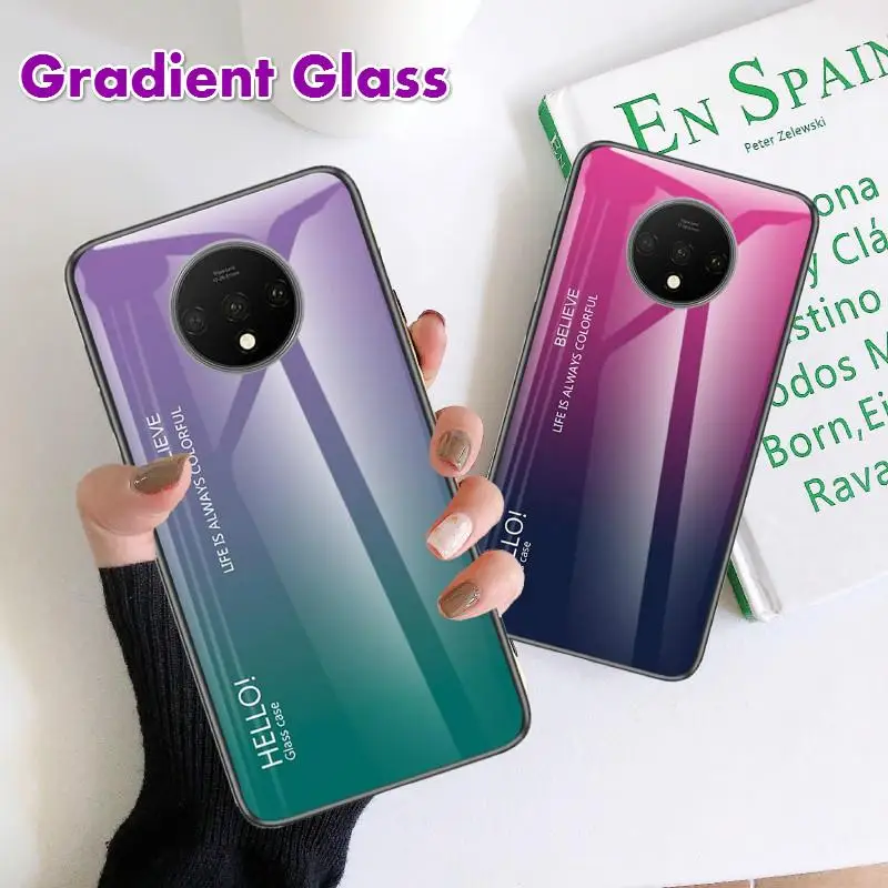 Градиентный чехол из закаленного стекла для Oneplus 7 Pro 7T 6 6T 5 5T Ультратонкий ТПУ 7pro 1 +