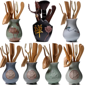 

Kung Fu Tea Have Parts Tea Ceremony Six Gentleman A Complete Set Dress Solid Wood Teaspoon Teaspoon Bamboo Tea Spade Tea Tea
