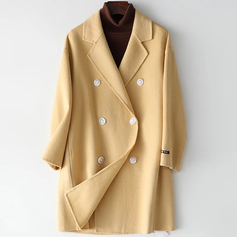 

New Fashion Double-sided Woolen Coat Women's New Style Woolen Coat Spring and Autumn Loose Long Womens Coats
