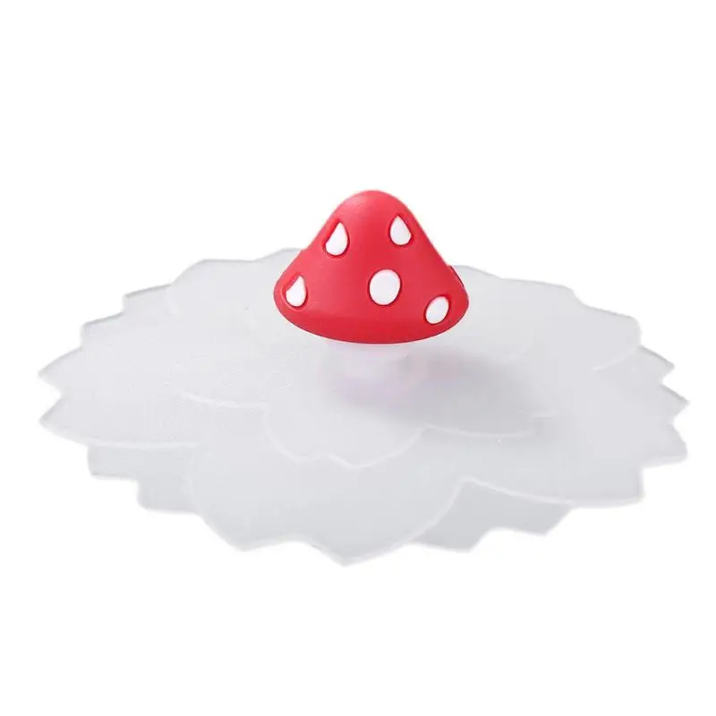 straw mushroom Милая крышка для воды, чашка для питья, силиконовая противопылевая крышка, чашка, уплотнения, стеклянные кружки, крышка, термостойкие крышки для чайных чашек - Цвет: straw mushroom