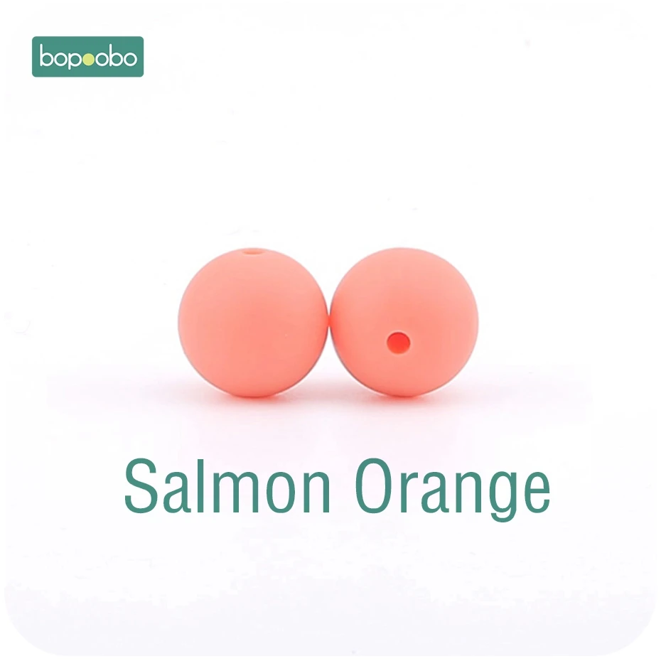 Salmon Orange Bopoobo 100 шт Детские принадлежности для кормления Силиконовые Бусины Пищевой Прорезыватель DIY Ювелирный Браслет Детская Игрушка прорезыватель 12 мм - Цвет: Salmon Orange