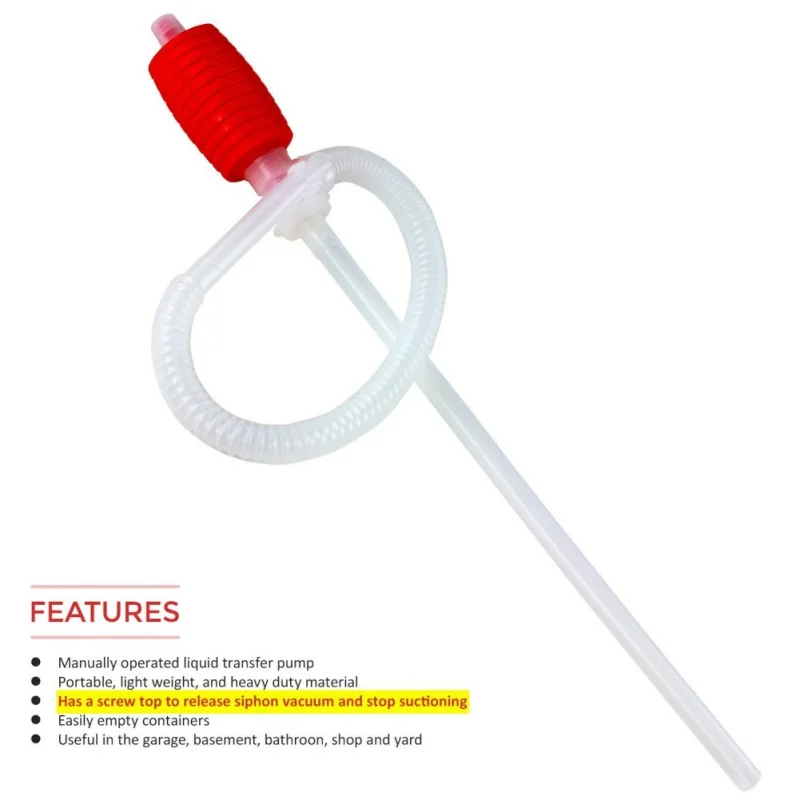 

Car Truck Fuel Oil Gasoline Diesel Transfer Hand Pump Sucker Manual Siphon Suction Water Chemical Liquid