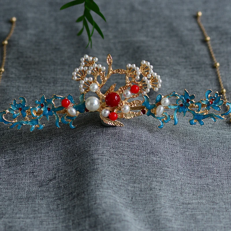 Антикварные заколки для волос Kanzashi в китайском стиле ручная работа кисточка Корона шпилька, которая сотрясается при ходьбе шпилька Hanfu головной убор аксессуары украшения