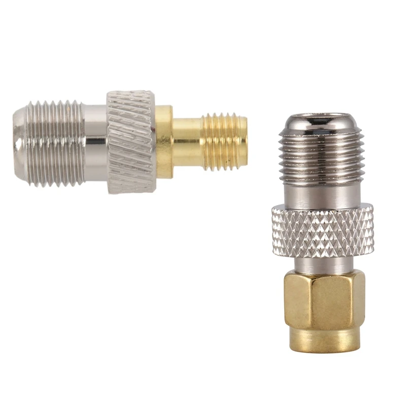 NEW 2Pcs RF Coaxial Coax Adapter: 1Pcs SMa Male To F Female& 1Pcs SMa Female To F Female,Silver