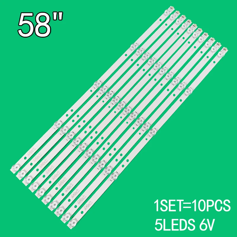 

Suitable for Leroy 58-inch LCD TV Backlight strip JS-D-JP58DM-051EC(81225) E58DM1000/30305S1P 1SET=10PCS 5LEDS 6V 2W 575mm