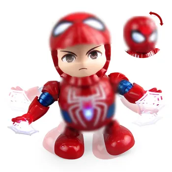 

Superhero Spiderman Dance Action Figure Toy With Led Light Music Robot Hero Electronic Kids Toys