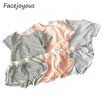 

Infants Summer Clothing Sets 2020 Summer Cute Striped T-shirts Shorts Suits 2pcs Korean Style Toddlers Kids Loose Outfits