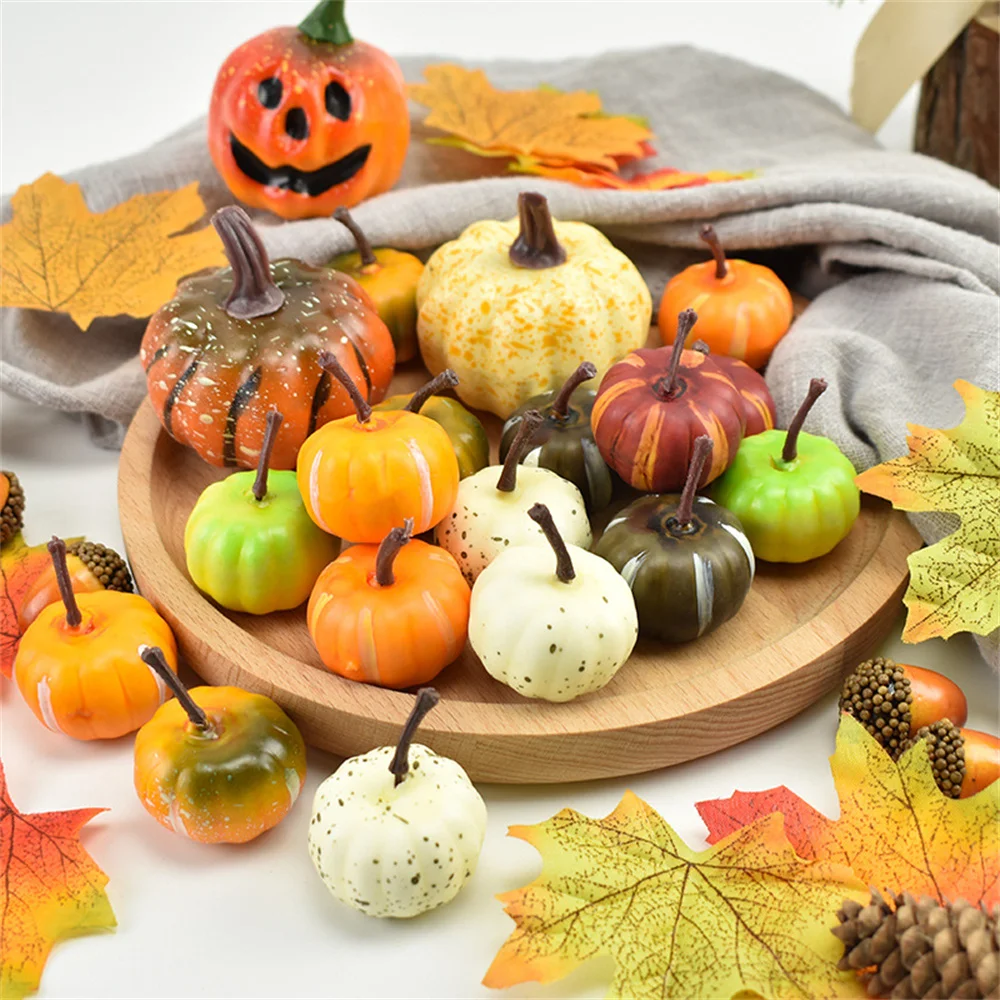 

10pc Simulation Pumpkin Golden Autumn Mini Pumpkin Set Halloween Pumpkin Thanksgiving Decoration Pumpkin Decorations тыква