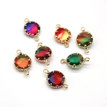 

2pcs Simple Rainbow Crystal Bracelet Connector Findings Earring Charms Make Accessory Simple Bracelets Necklace Connection