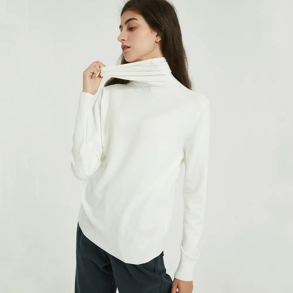 Ceny Wixra kobiety miękka solidna dzianina t shirty damskie z długim rękawem Casual golf prosty sweter Tee jesień zima klasyczne koszulki