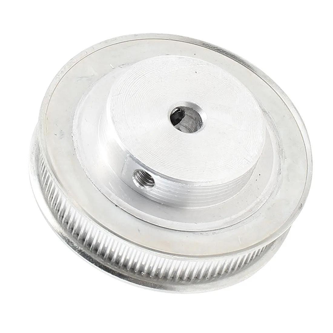

Hot New Silver Tone Aluminum Alloy 100 Teeth 8mm Pilot Bore Screwed Timing Pulley