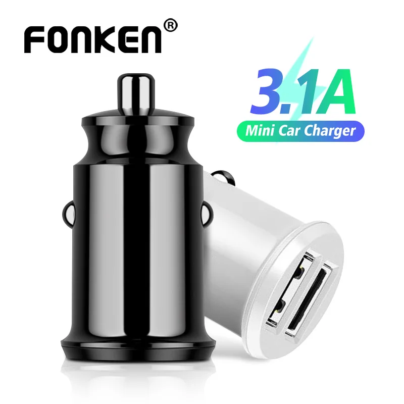 

FONKEN Dual Usb Car Charger Mini 2 Port Car Phone Charger 24w Quick Charge For Smartphone Micro Type C Charging Tablet Adapter