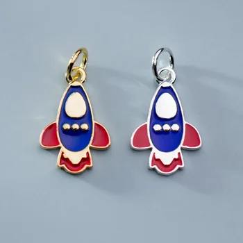 

925 Sterling Silver Cartoon Handcraft Rocket Design Charms Earrings Bracelets Dangle Silver Pendants DIY Fine Jewelry Materials
