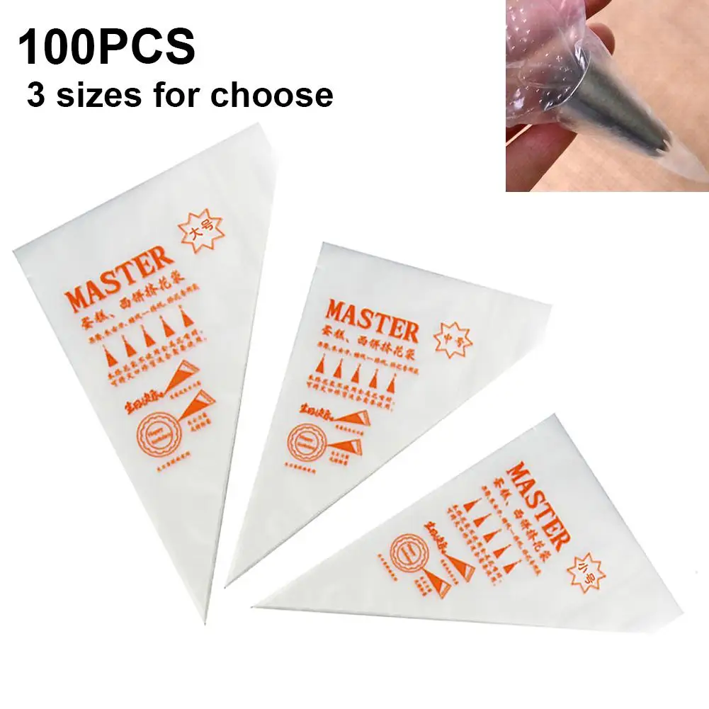 

100pcs Disposable Pastry Bags Icing Piping Fondant Cake Cream Tip Baking Tools fit All Size Nozzles Pastry Bag Bakeware Tools