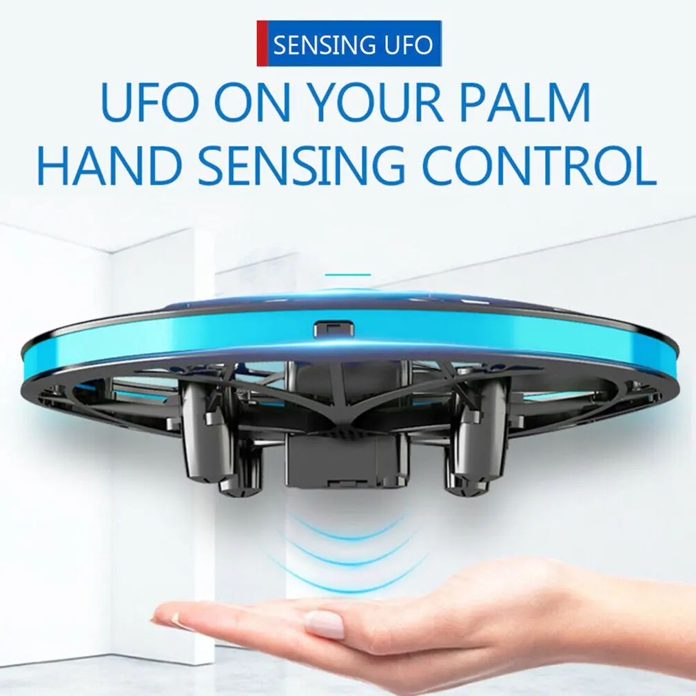 Мини-Дрон UFO, вертолет с управлением жестами, Радиоуправляемый квадрокоптер, зондирование и освещение в помещении, объемный Летающий 3D летательный аппарат для детей, подарок