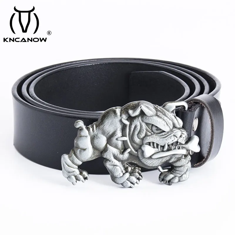 New Trendy Belt for Men Bull Silver Diamond Belt Buckle Black Genuine  Leather Belt Classic Luxury Retro Belt