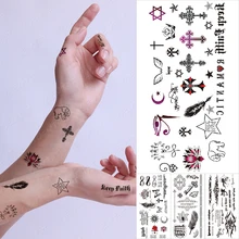 

Yoga Elephant Cross Waterproof Temporary Tattoo Sticker Black Love Text Word Letter Body Art Arm Wrist Fake Tatoo For Women Men