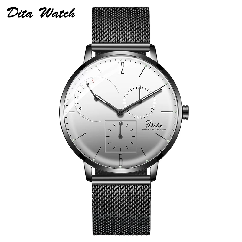 

Mens Watch Top Luxury Brand Quartz Watch Men Sports Stainless Steel Watch Date Week Waterproof Business Wristwatch New 2019 DITA