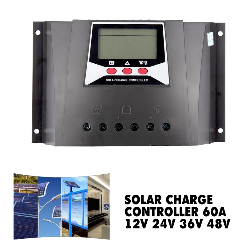 

Solar Power Solar Charge Controller 60A 12V 24V 36V 48V Auto Max 100V PV Input PWM Regulator For Electrical Equipment Supplies