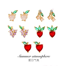 Japanese and Korean New Fruit Earrings Cute Sweet Girl Wild Peach Strawberry Earrings Earrings Student Earrings