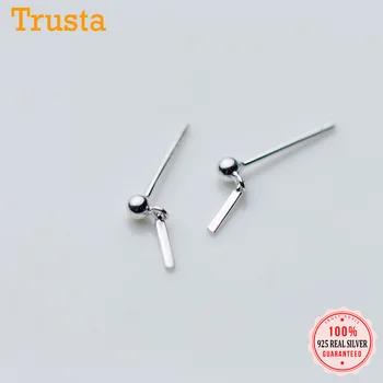 

Trusta 2018 New 100% 925 Sterling Silver Earring Jewelry Tiny 10mmX3mm Stick Stud Earrings Xmas Girls Gift DS423 Free Shipping