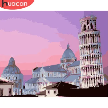 

HUACAN Paint By Numbers City Landscape Drawing On Canvas HandPainted Art Kits DIY Gift Home Decoration
